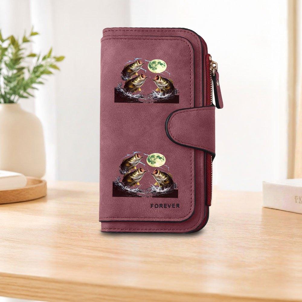 Lightning Moonlight Fish Long Zipper Wallet, Large Capacity Card Holder, Unisex Clutch Bag, Fashionable Zipper Coin Purse, Suitable for Daily Use, A