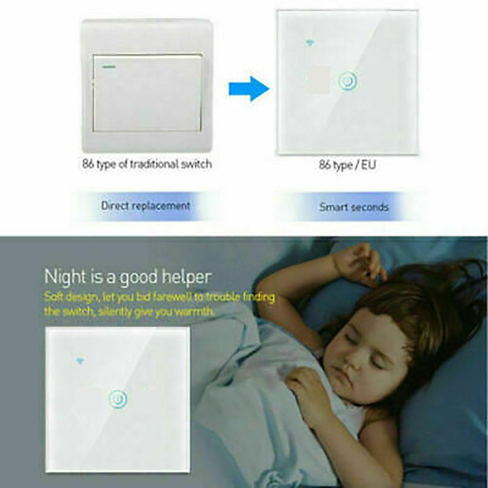 600W WiFi Smart Touch Switch 1Gang Light Control Wall Panel For Home 110-240V