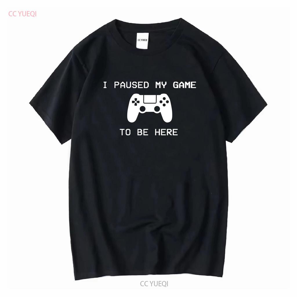 I Paused My Game To Be Here Play 5 Funny PS5 Station Gamer T Shirt Vintage Washed Versatile Stretched Unisex Homme Fashion