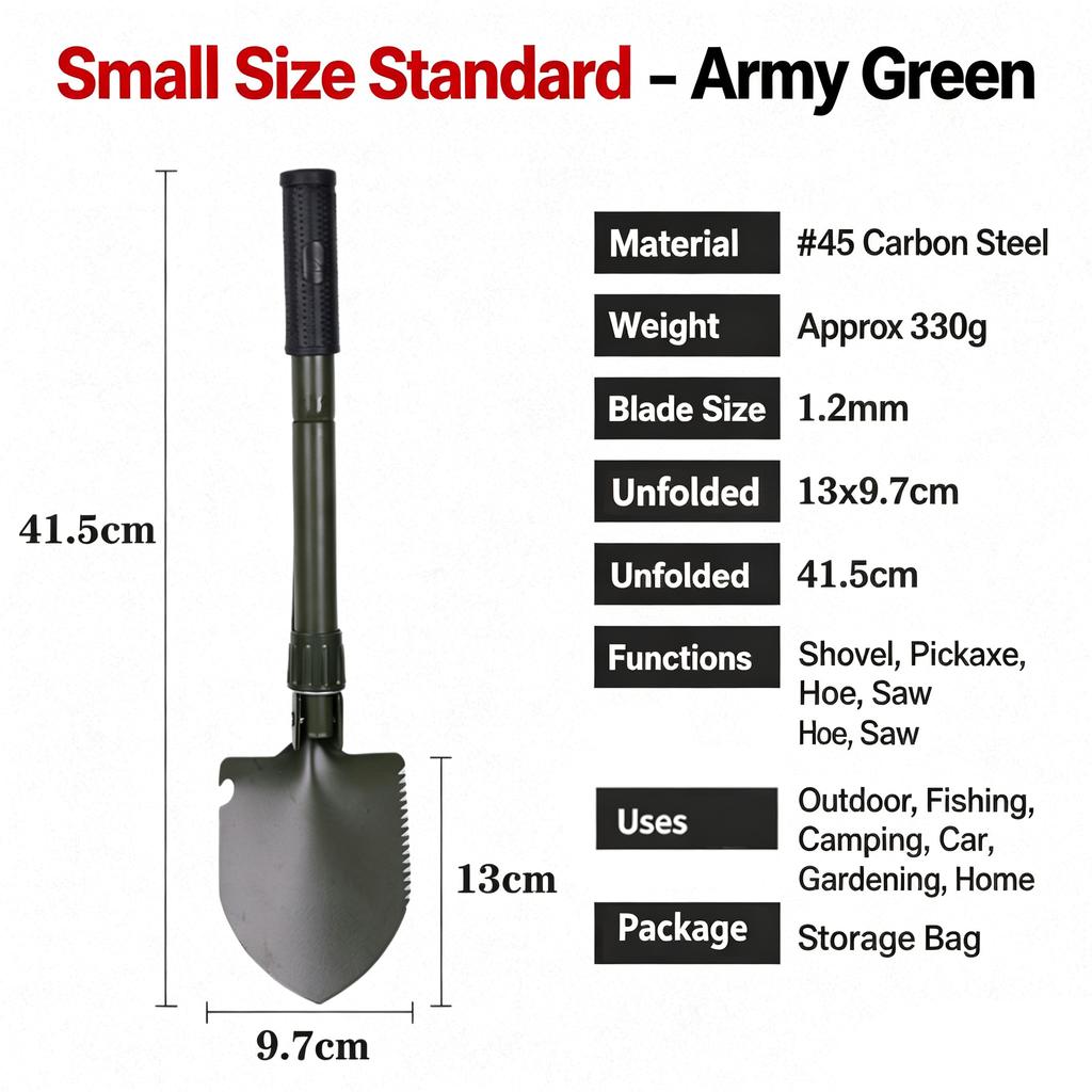 Multifunctional Folding Shovel Portable Outdoor Camping Garden Fishing Spade Emergency Survival Adventure Equipment