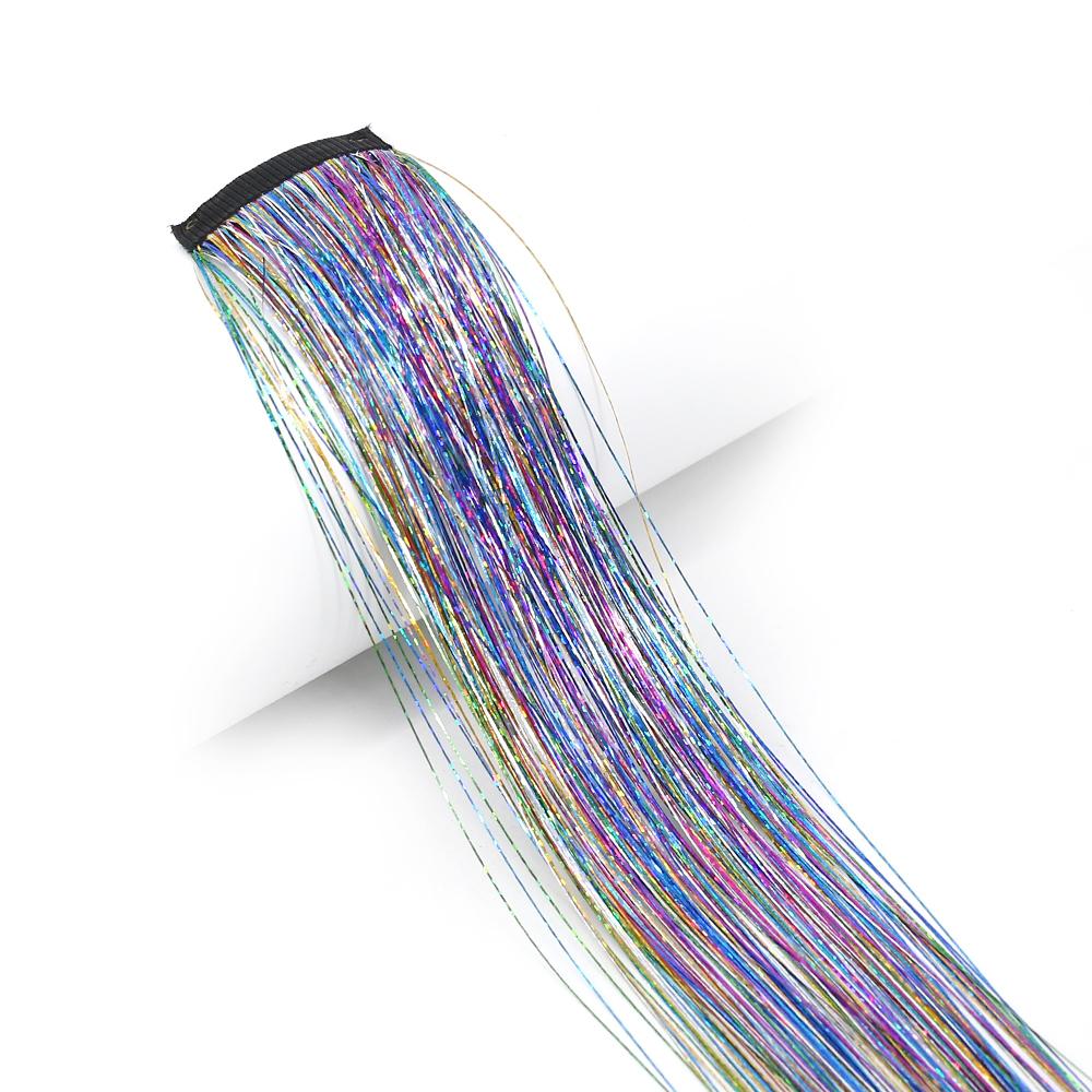 Tinsel Sparkle Seamless Hair Extension Wig Piece Shiny Wire Hair Extension Hair Styling Accessory разноцветный