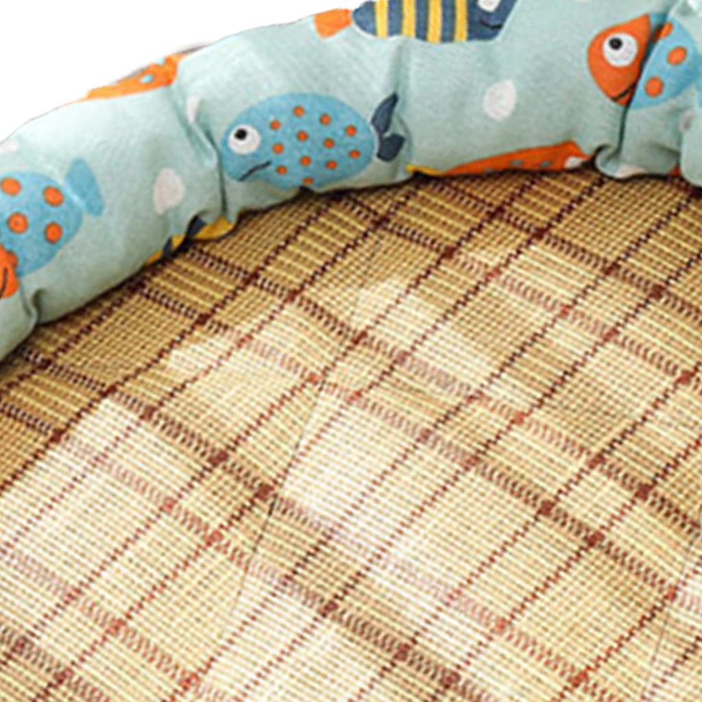 Rundes Haustierkühlbett Cartoon-Druck Haustierschlafbett Sommer Atmungsaktive Haustiermatte für Hunde Katzen