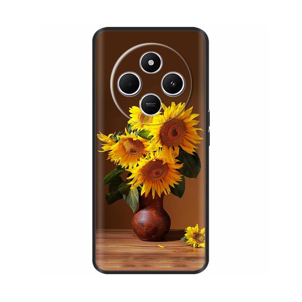 Shockproof Funda For Xiaomi Redmi A4 5G Case 6.88" Soft TPU Silicone Phone Cover For RedmiA4 2024 A 4 Capas Printed Heart Flower