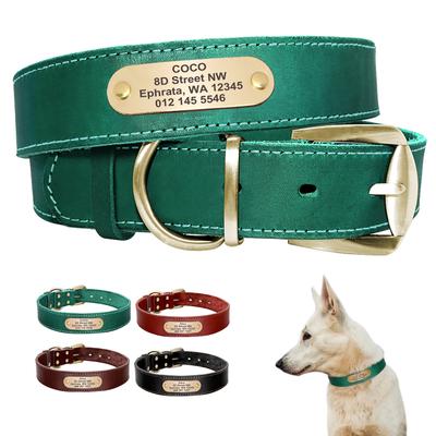 Maßgefertigtes Lederhalsband für Hunde Pitbull Personalisierte Hundehalsbänder Kostenlos gravierte Haustier-ID-Halskette Verstellbar für kleine, mittelgroße und große Hunde