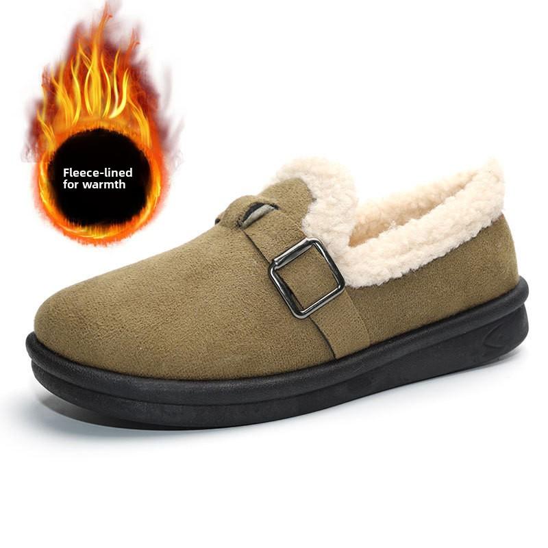 Winter Cotton Shoes for Women, Retro Boken Cotton Boots with Thick Velvet Snow Boots for Women