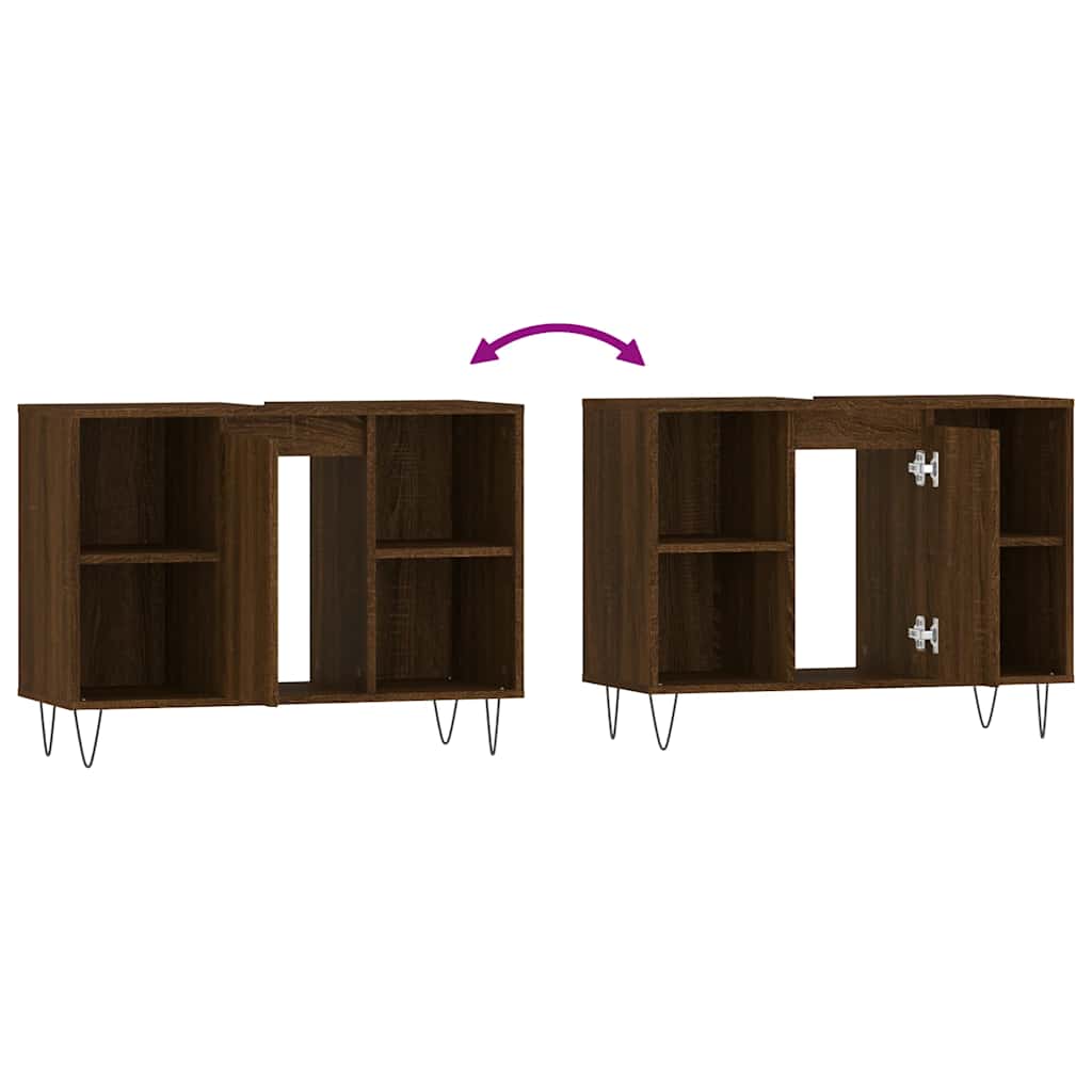 Bathroom Cabinet Brown Oak Effect 80 x 33 x 60 cm Engineered Wood