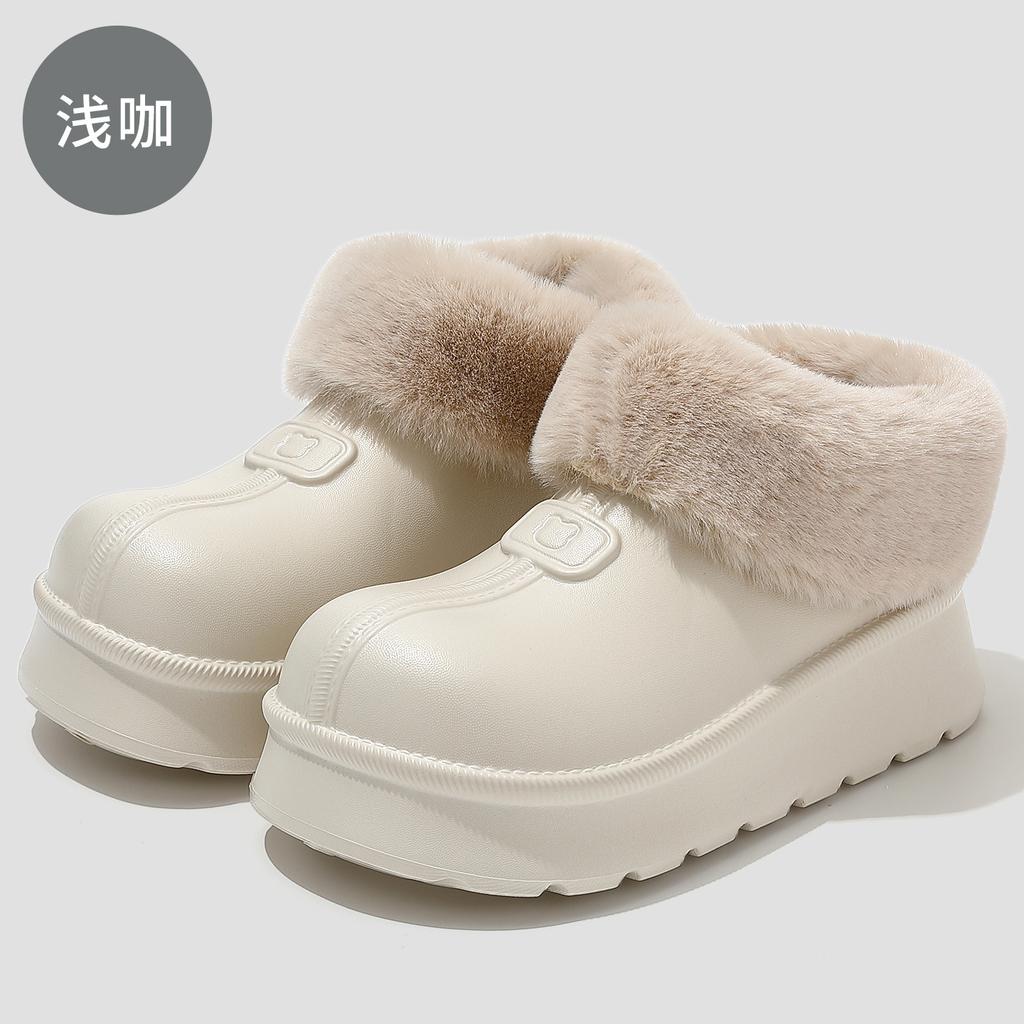 Heel cotton slippers winter casual velvet warm outer wear eva waterproof non-slip thick-soled snow boots