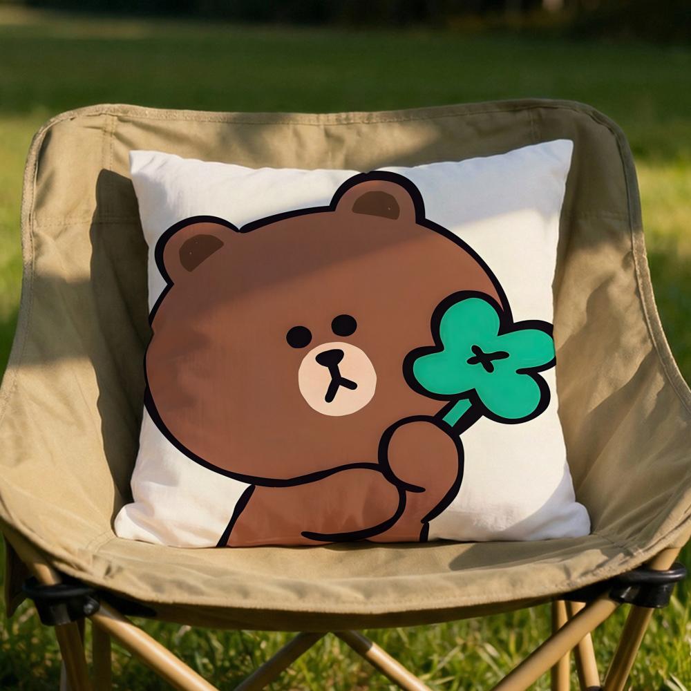 Character Cartoon Bear Cushion Cover Soft Reversible Durable Pillow Cover MultiScene Use for Home Car Daily Comfort