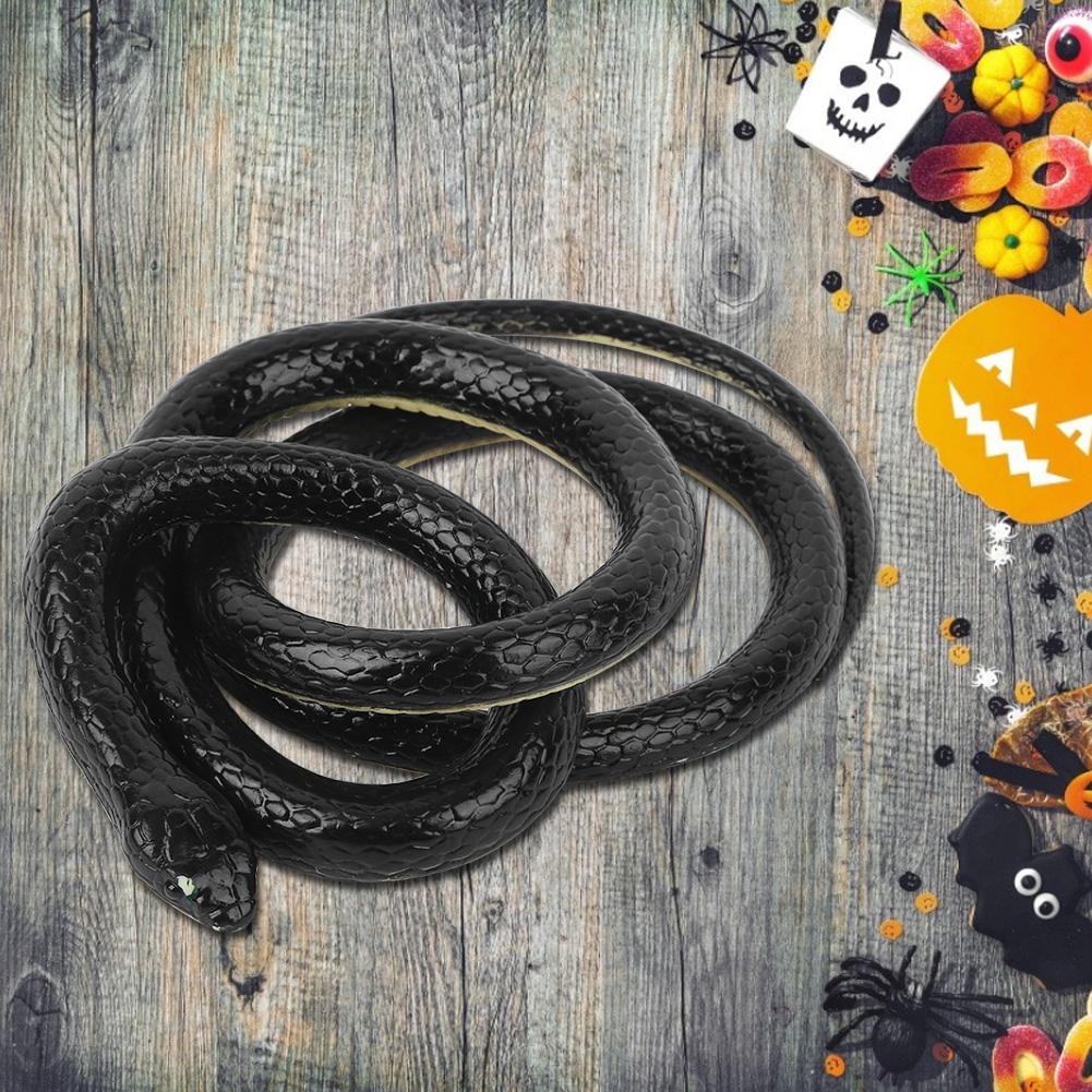 Myk gummi kunstig slangeleke falsk slange 1,25 m prankleker Halloween festutstyr Svart