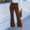 Corduroy Pants For Women Flare High Waisted Fall Winter Elastic Waist Stretchy Work Casual Trendy Wide Leg Pants