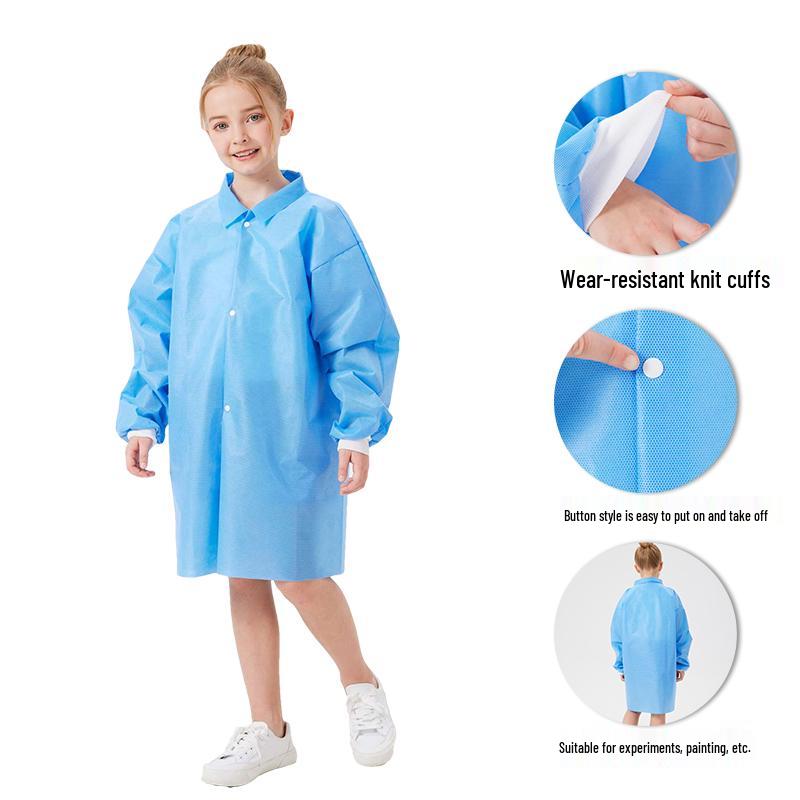 Children's Disposable Science Experiment Coat - Non-woven Protective Coverall for Painting and School Activities