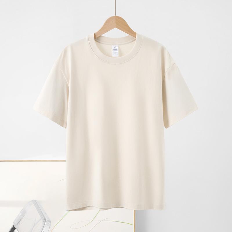 New Loose Pure Cotton Short-sleeved T-shirt Regular Shoulder Round Neck Tops Solid Color Versatile Short-sleeved Bottoming Shirt