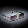 Men'S Y2K Style Square Frameless Fashion Glasses Decorative Lens Design Regular Size for Daily Casual Wear