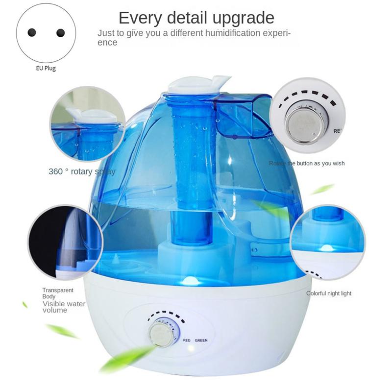 Cool Mist Air Humidifier 2.5L Quiet Ultrasonic Humidifiers for Bedroom & Large Room-Adjustable-360° Rotation EU Plug A