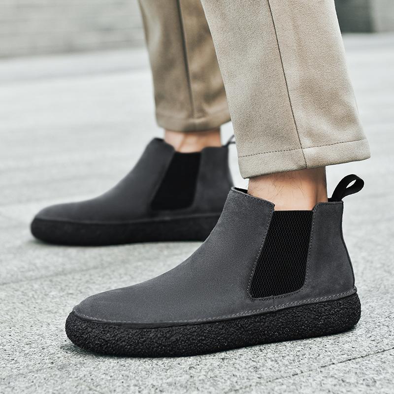 Fashion 2025 New Youth Teenage Chelsea Boots Leisure Walk Man Basic Boots Men Slip on Leather Ankle Boots Versatile Mens Casual Footwear