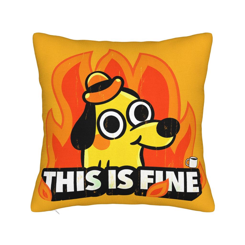 This Is Fine Dog Pillowcases Kawaii Pillow Case For Sofa Home Decoration Comfy Pillow Cover