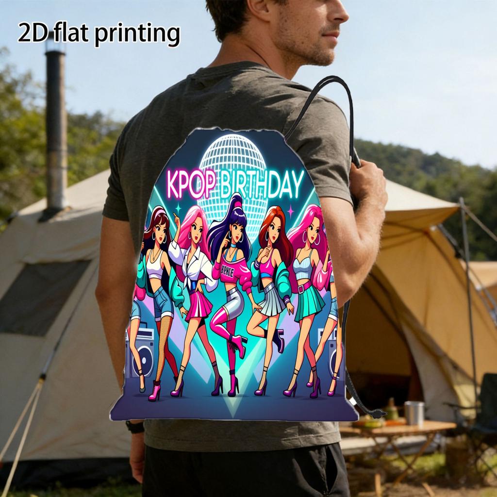 2026 Drawstring Fitness Bag Hunter Witch Team Sports Backpack Kpop Cartoon Storage Outdoor Daypack