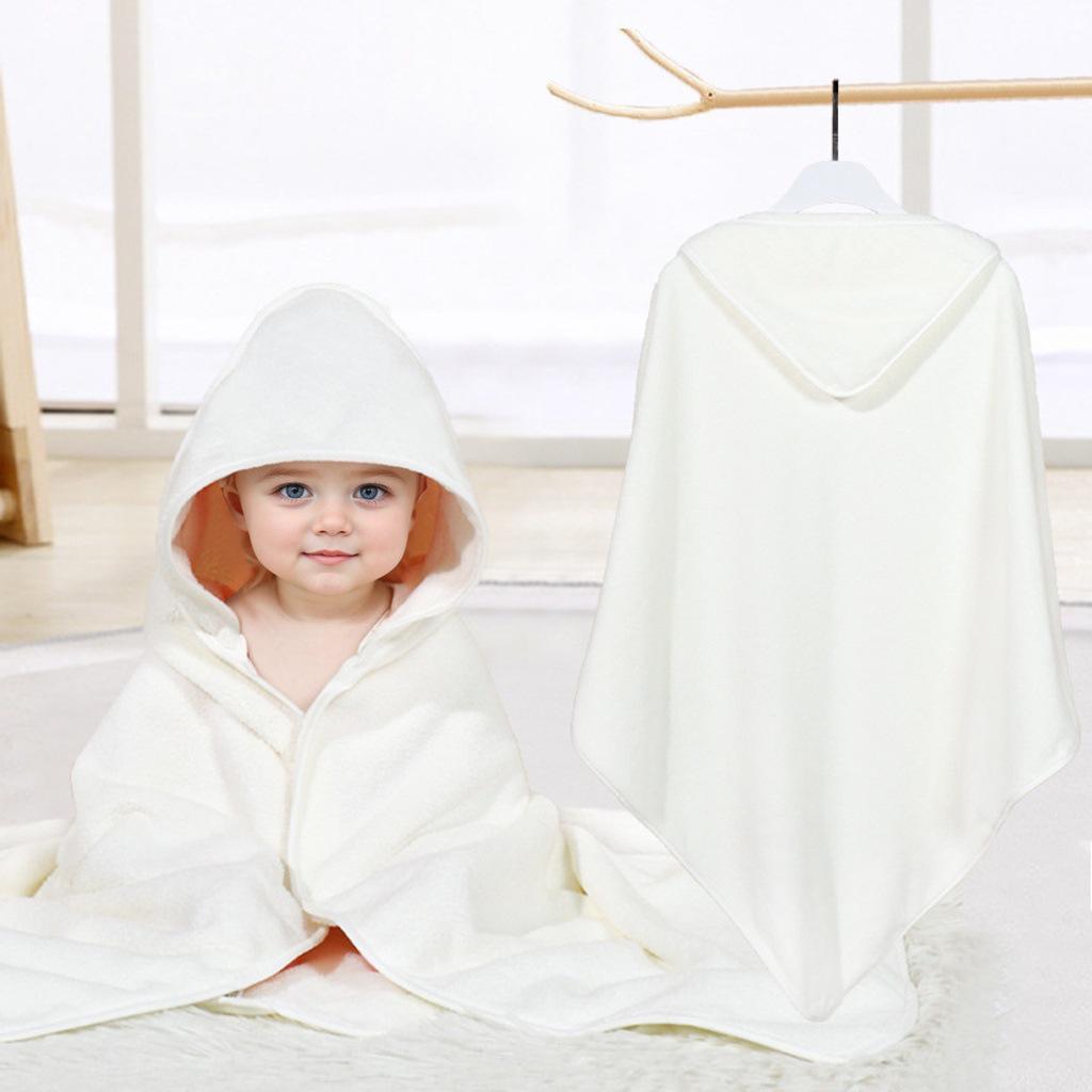 Soft Coral Fleece Baby Swaddle Blanket with Hooded Cape and Embroidery