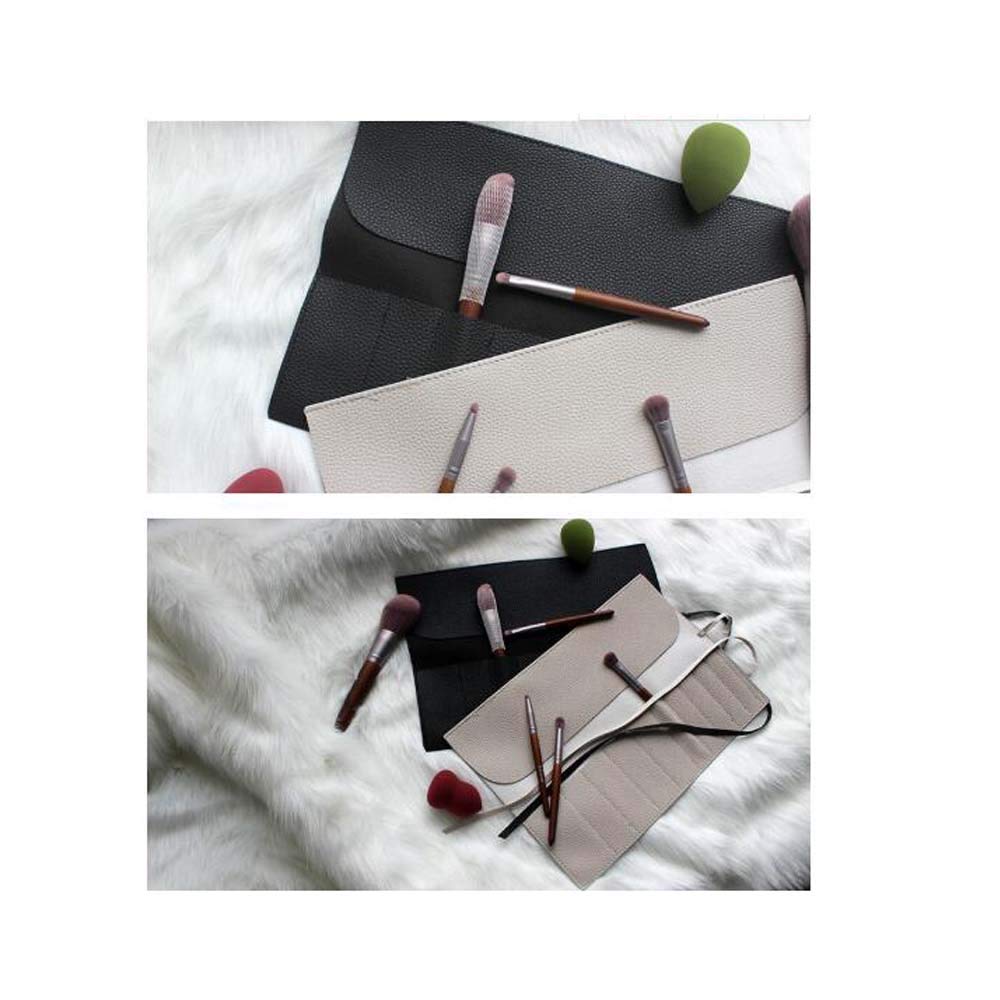 Dekori Makeup Brush PU Leather Cosmetic Case with Large Portable Makeup Brush Organizer and Multifunctional Travel and Portable for Holds 10 Brushes