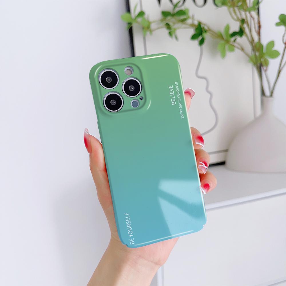 Für iPhone 16 15 14 Pro Samsung S23 A52 A33 A73 A53 Huawei Xiaomi Redmi OPPO Vivo Aurora Regenbogen-Farbverlauf Serie Vollständiger Linsenschutz Harte Handyhülle