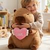 Large Love Capybara Plush with Holding Heart Cute Bow Stuffed Animal Soft Plushies Toys Romantic Sweet Gifts for Kids Girlfriend