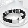 Bracelet Tressé en Cuir Acier Inoxydable pour Homme Boucle Magnétique Mode Bracelet en Cuir Personnalisé Bijoux Tendance
