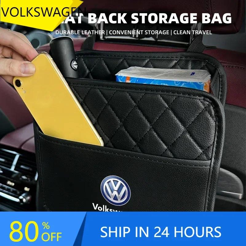 For VOLKSWAGEN VW New Jetta VW For Volkswagen New Car Backseat Luxury Leather Storage Bags Hanging Organizer Box Car Accessorie