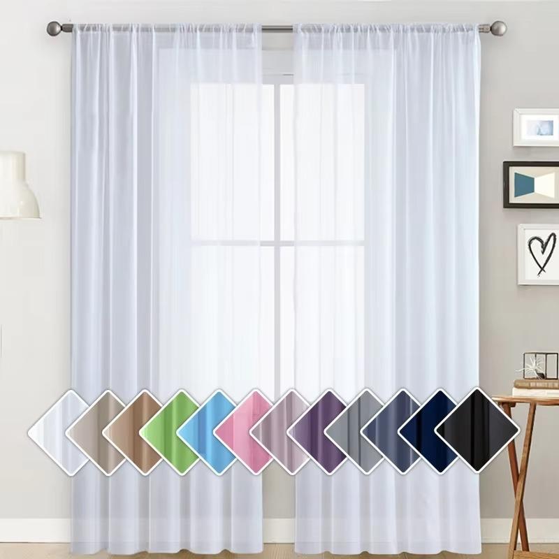Modern Solid Color Sheer Curtain with Light Filtering Privacy Fabric for Living Room Bedroom French Window Home Decoration