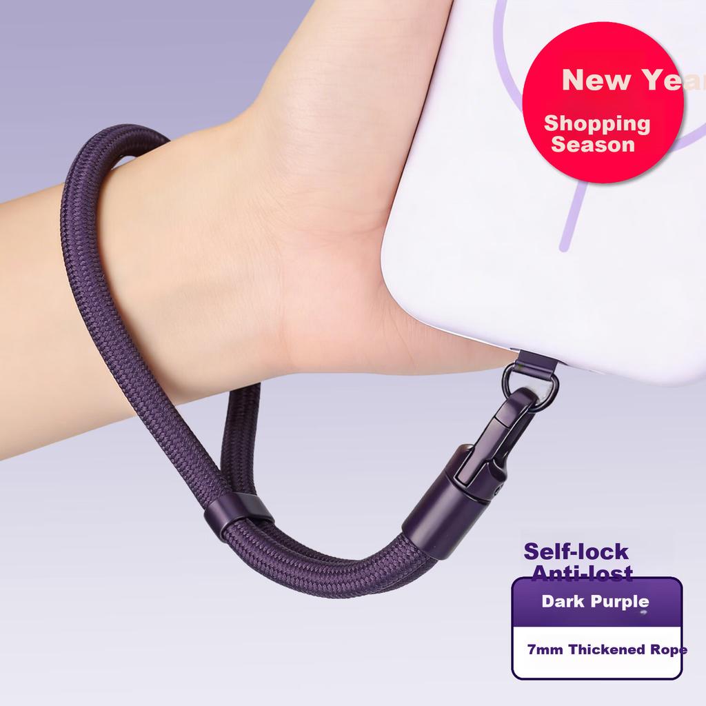 Sihuanke Adjustable Wrist Strap Phone Lanyard Short Hanging Rope Anti-Lost Carrying Accessory with Pad Clip Pendant Lock Wrist Strap - Purple
