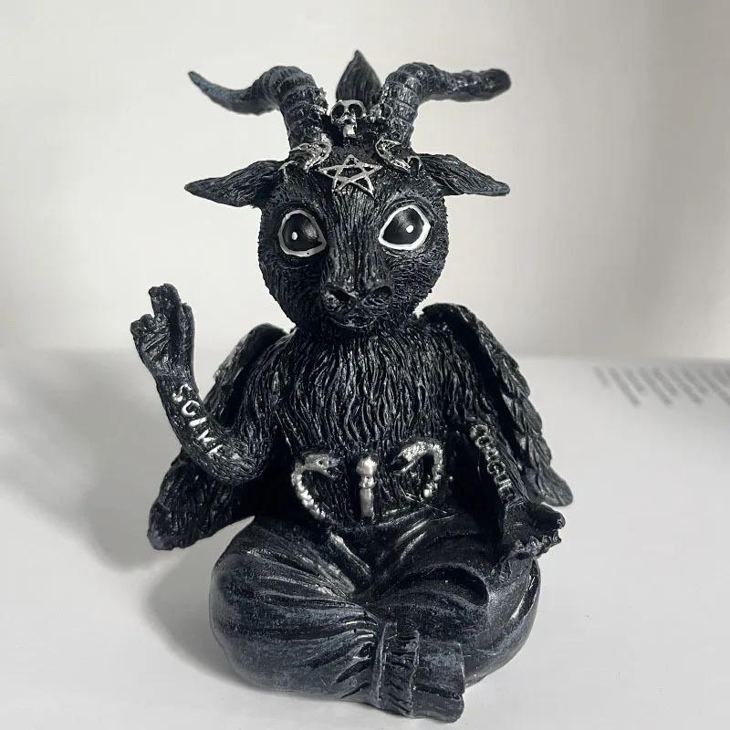 Garden Witch Cat Sculpture Gothic Kitten Decoration Halloween Magic Cat Statue Resin Craft Ornament Home Outdoor Courtyard Decor