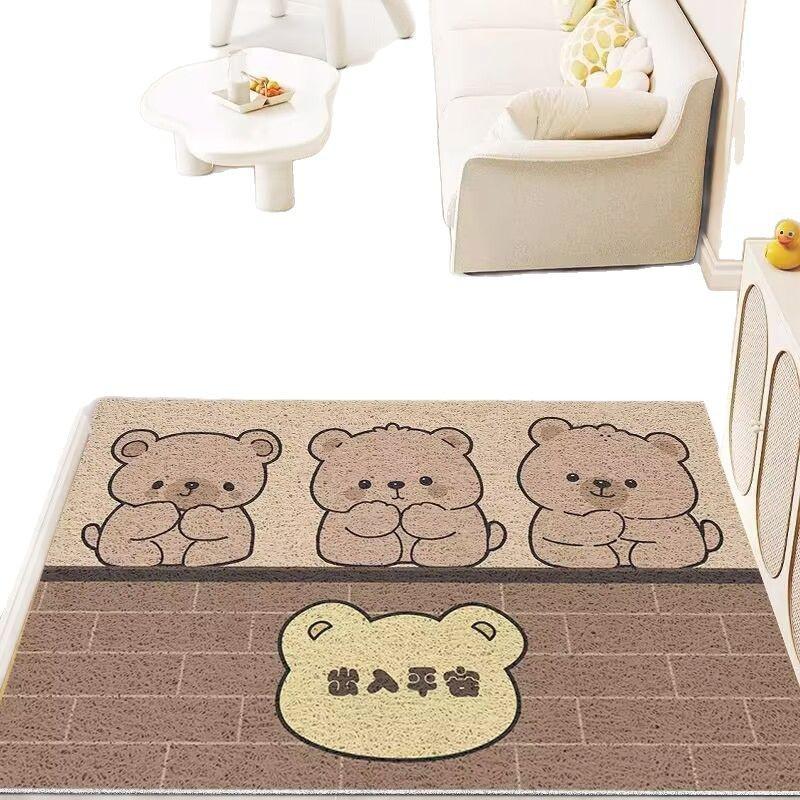 Cartoon Silk Circle Floor Mat Entering The Door, Porch Foot Mat Household Cute Mat Entering The Door, Rubbing Soil And Wear-Resistant Carpet