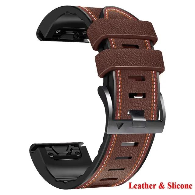 Classic 22 26MM Leather+Silicone Watch Band Straps For Garmin Fenix 7X 7 6X 6 Pro 5X 5 Epix Gen 2 Smartwatch Easyfit Wristbands Bracelet