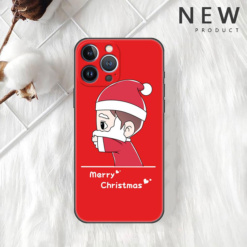 Custodia Funda natalizia per cartoni animati per Apple iPhone 14 11 13 12 Pro 7 XR X XS Max 8 Plus 6 6S 14Pro, custodia morbida nera per telefono