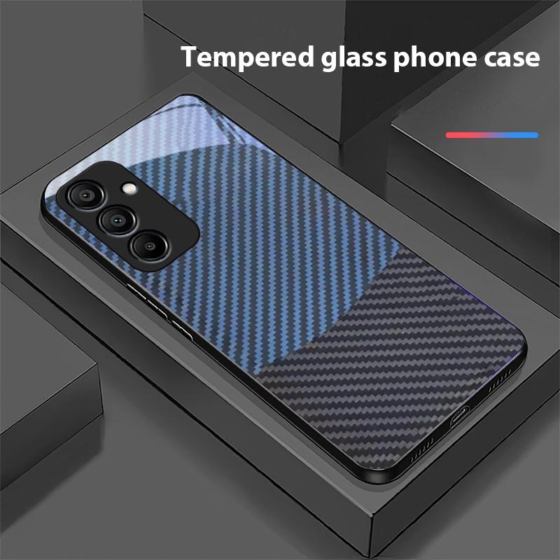 Dwukolorowe Paski Etui na Telefon ze Szkła Hartowanego dla Samsung Galaxy A15 5G 54 4G 51 50 24 35 90 71 12 51 53 52S 80 22 34 Czarne