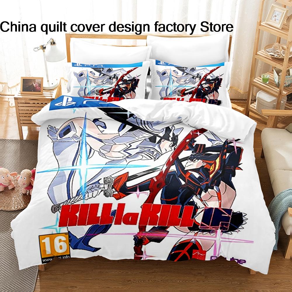 3Pcs Kill La Kill Anime Bedding Set 3D Print Ryuko Matoi Duvet Cover Pillowcases For Teens Fans Room Decor Gift  Bed Linen
