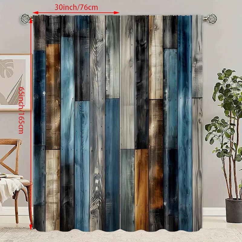 

2pcs- Imitation real wood floor polyester curtains, pole bag curtains 42*84, bedroom, living room, home room decoration 29Wx65L(75x166cm)