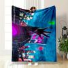 Colorful Masked Character In Urban Neon Glow. Flannel Blanket for Bedroom, Living Room, Sofa, and Nap.