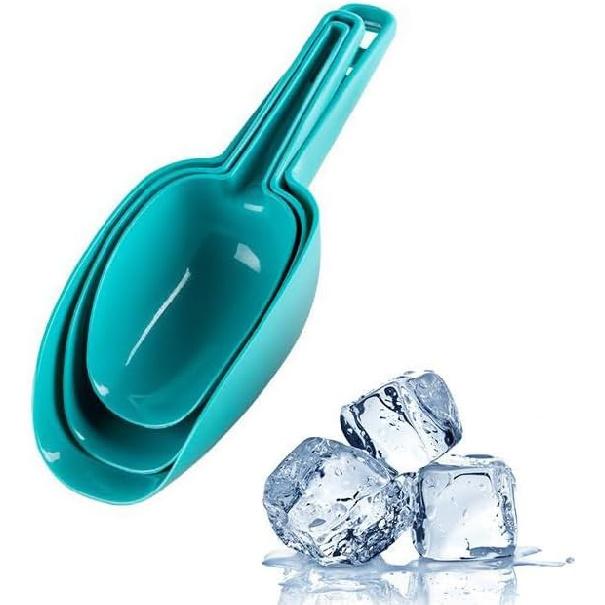 Set of 3 Ice Scoop, Plastic Kitchen Ice Scoop for Canisters or Ice Maker, Food Scoops for Canisters, Freezer, Flour, Dry Foods, Coffee Beans, Pop