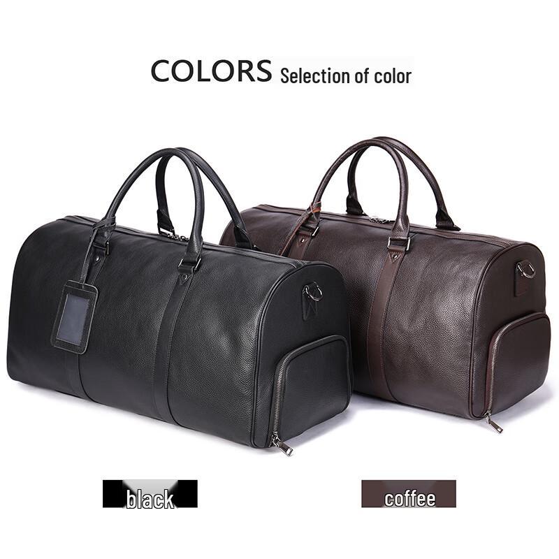 Malun Te Men's Genuine Leather Travel Duffle Bag with Shoe Compartment