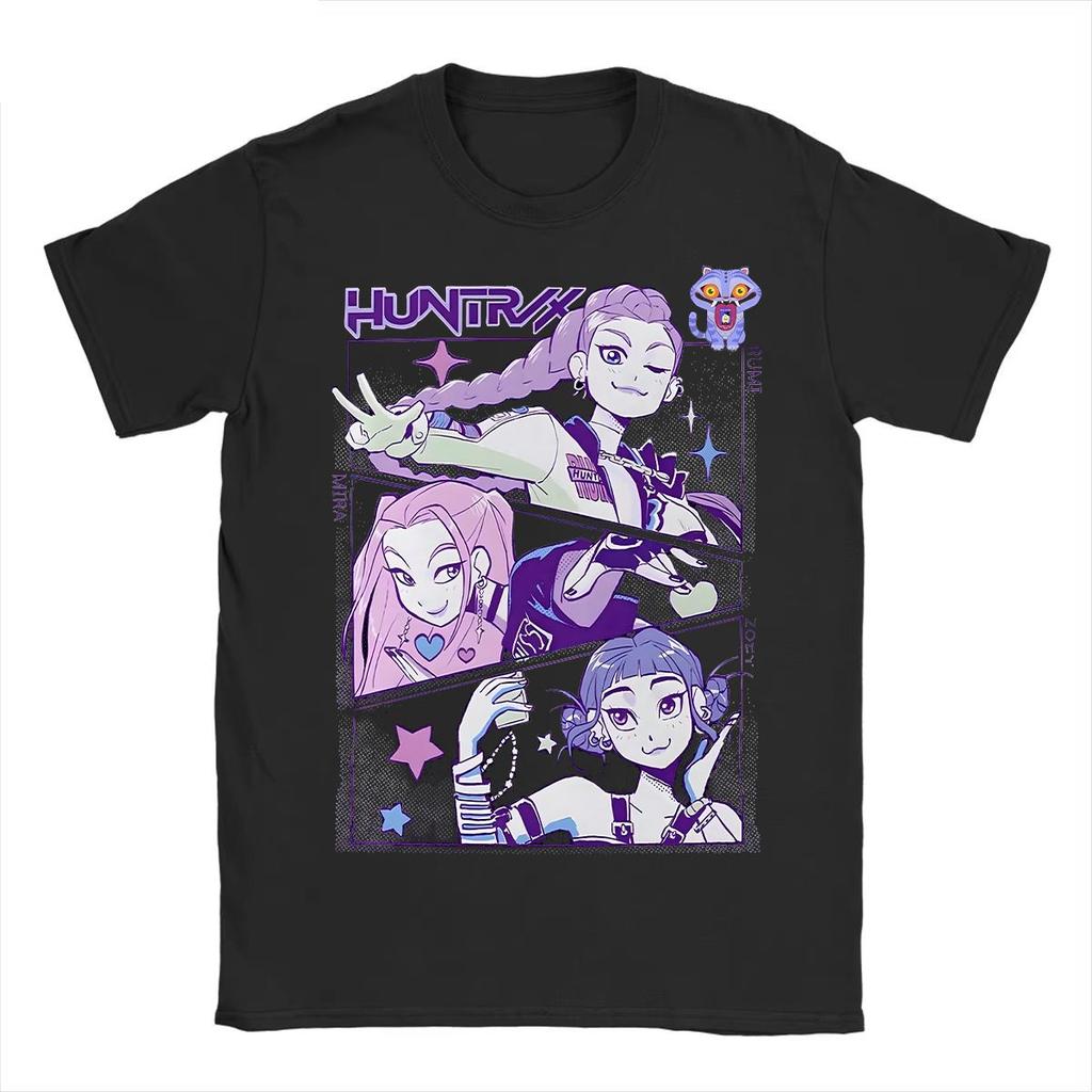 Mens Tshirt New American Harajuku Style Kpop Demon Hunter Tiger and Bird Demon Hunter Tiger Print Tshirt streetwear Unisex
