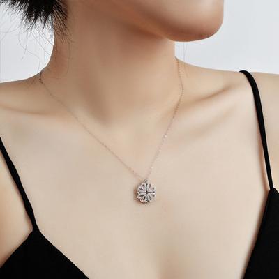2 In 1 Four Leaf Clover Pendant Necklace Convertible Heart Shaped Cubic Zirconia