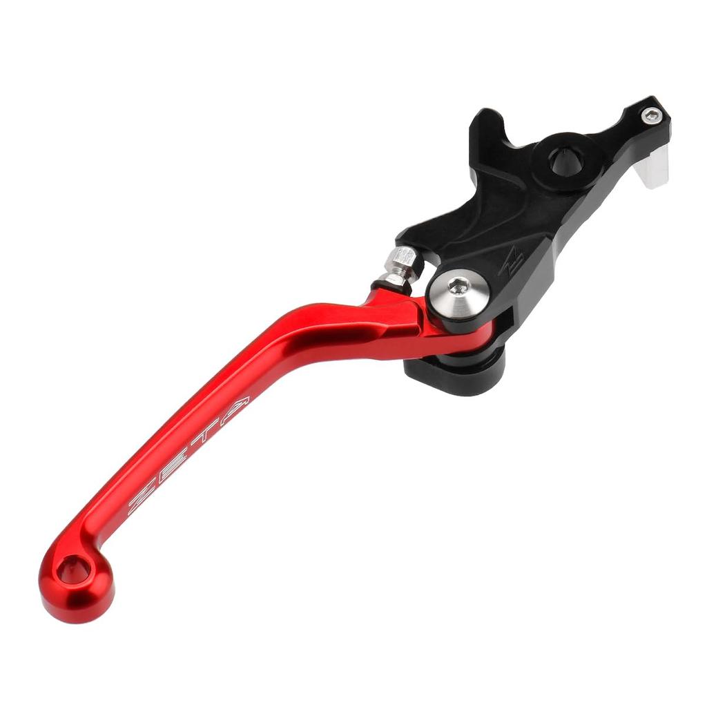 ZETA RACING CP Pivot Brake Forward Infinitely Adjustable Lever Fully Aluminum for CT125 CC110 Hunter Cross F4922 Lever, 4-Finger, Red, Folding,