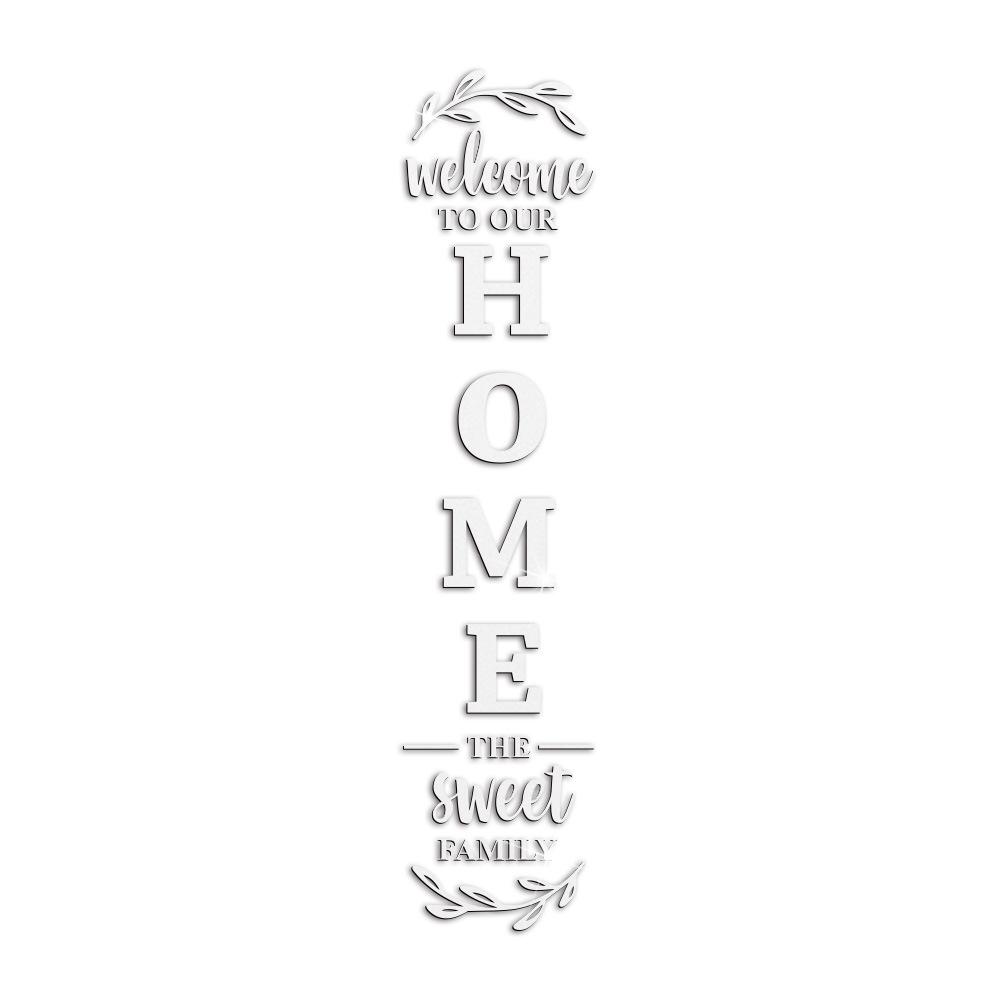 English Letters 3D Mirror Wall Sticker, Self-Adhesive Acrylic Decal, Welcome To Our Home The Sweet Family Combination Home Decor