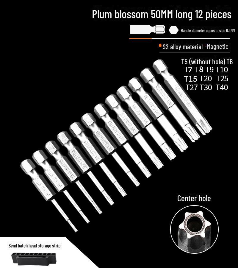 Lvlin S2 Single-ended Pozidriv Hex Wind Bit Screwdriver Head