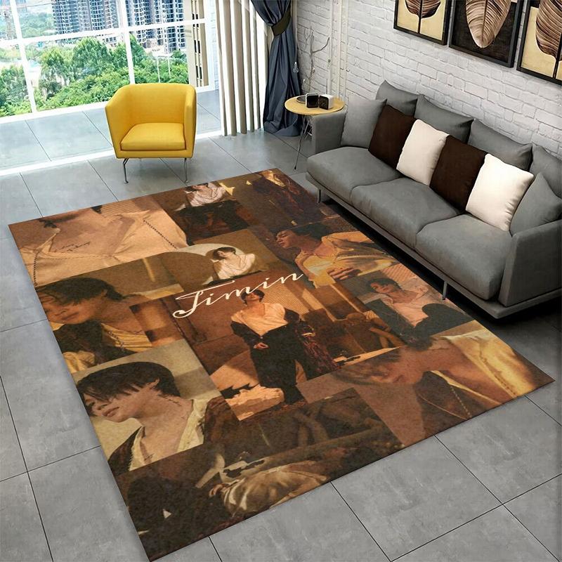 Kpop B-BTS JIMIN Star Carpet Rug for Playroom Bedroom Living Room Sofa Home Decor,kid Area Rug Non-slip Floor Mat Gift