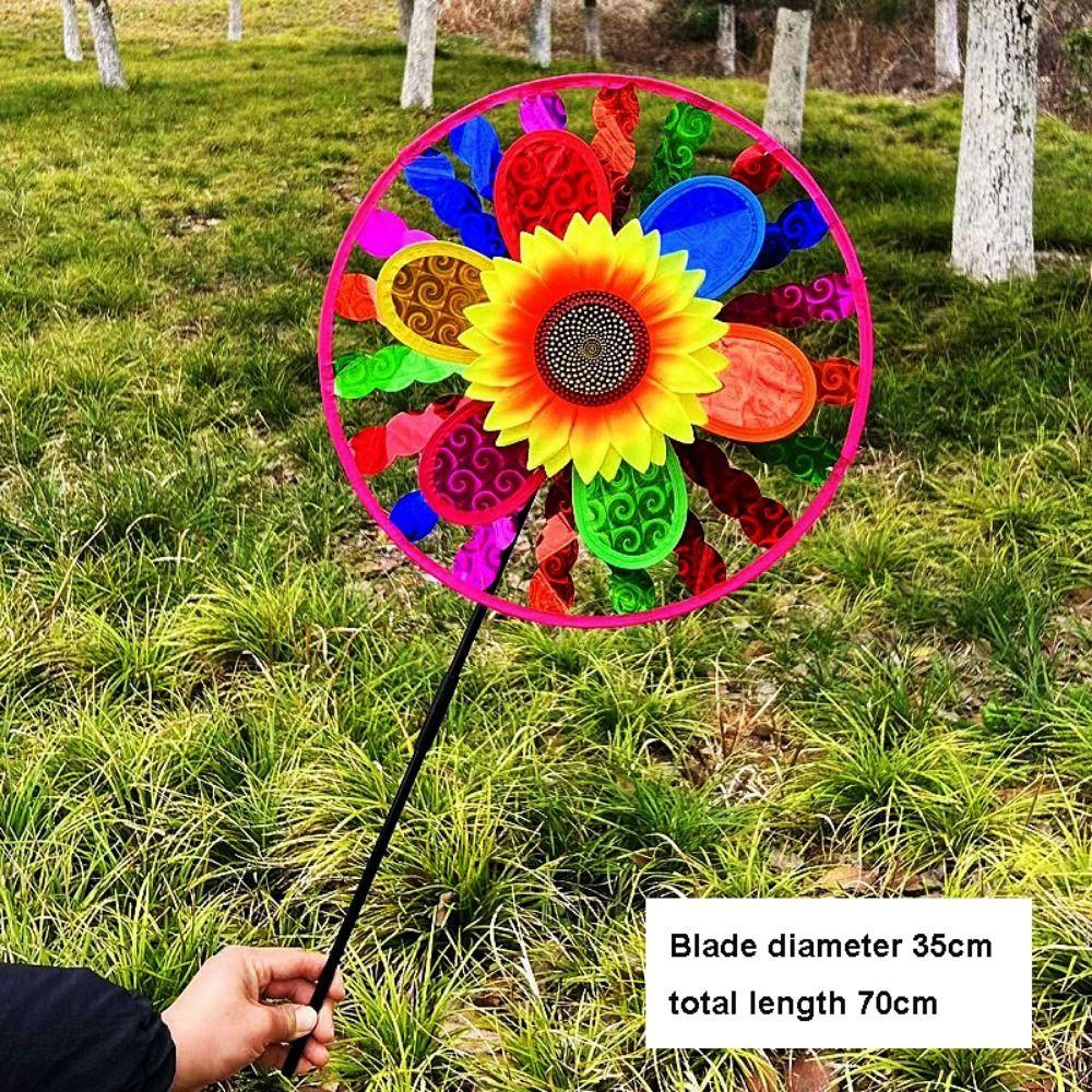 Multistyles Sunflower Windmill Stake Standing Lawn Flower Pinwheel  Outdoor Party Picnic Decor