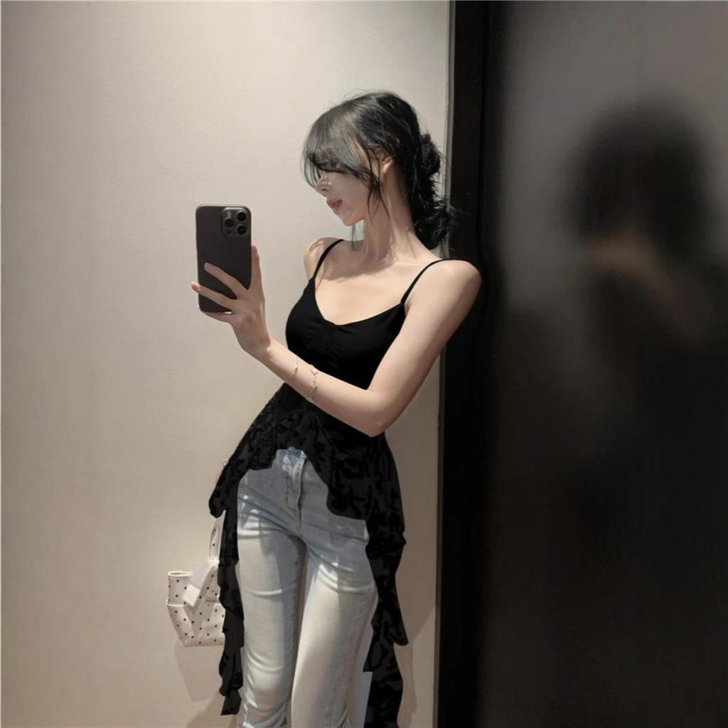 Französischer Chic Slim Fit Spitzen-V-Ausschnitt Camisole - Damen Vielseitiges Kurzes Oberteil