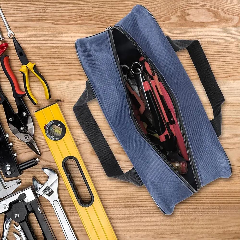 Borsa per attrezzi in tessuto Oxford 600D ispessito, grande capacità, con cerniera larga, custodia portaoggetti