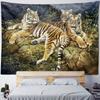 Animal oil painting tapestry, tiger lion elephant wolf, art decoration, wall hanging, hippie, home background cloth, bedroom