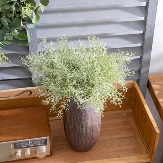 2 Pcs Artificial Green Grass Stems Realistic Fake Greenery Branch for DIY Vase Floral Arrangement Wedding Party Home Dining Table Centerpiece